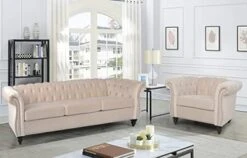 RARZOE 3 Pieces Of Living Room Furniture Sofa Sets, Modern Velvet Chesterfield Sofa&Chesterfield Club Chair&Chesterfield Loveseat Sofas Set With Nailhead Trim Scroll Arms For Living Room(Grey) 26 RARZOE 3 Pieces Of Living Room Furniture Sofa Sets, Modern Velvet Chesterfield Sofa&Chesterfield Club Chair&Chesterfield Loveseat Sofas Set With Nailhead Trim Scroll Arms For Living Room(Grey) -Safavieh Furnitue Shop 41hzK3aBHCL. AC