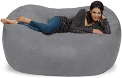 Chill Sack Bean Bag Chair: Huge 6' Memory Foam Furniture Bag And Large Lounger - Big Sofa With Soft Micro Fiber Cover - Royal Blue -Safavieh Furnitue Shop 41iDzcprsxL. AC