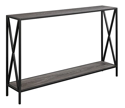 Convenience Concepts Tucson Console Table With Shelf, Weathered Gray/Black 1 Convenience Concepts Tucson Console Table With Shelf, Weathered Gray/Black