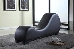 US Pride Furniture Yoga Collection Modern Faux Leather Curved Lounge Chaise For Stretching & Relaxation, Ideal For Bedroom, Living, Meditation Room Or Office, Regular, Brown -Safavieh Furnitue Shop 41iL1ySLiL. AC