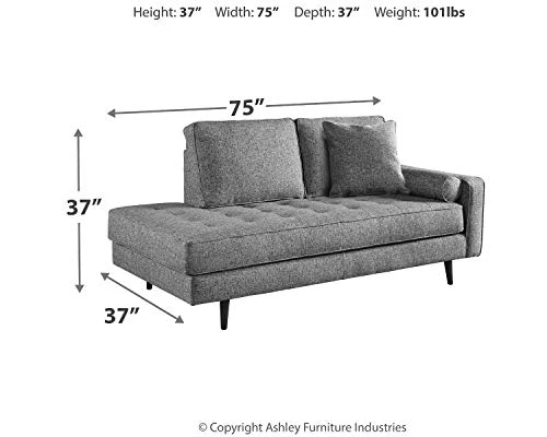 Signature Design By Ashley Zardoni Right Arm Facing Corner Chaise, Charcoal 1 Signature Design By Ashley Zardoni Right Arm Facing Corner Chaise, Charcoal