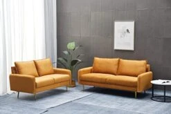INSTORY Velvet Sofa Set Modern Sofa & Loveseat Set 2 Piece Tufted Couch Set With Metal Legs For Living Room, Office, Bedroom - Ginger -Safavieh Furnitue Shop 41iTgjt5LJL