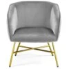 Topeakmart Modern Accent Barrel Chair Living Room Chair Velvet Accent Armchair With Metal Legs For Living Room Bedroom Home Office Grey