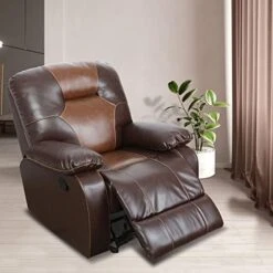 Nautery Leather Recliner Sofa,Living Room Furniture Set, Leather Sofa Set With Storage Console & Cup Holder For Office/Apartment(3 Pieces,Brown) -Safavieh Furnitue Shop 41j3O2ORLtL. AC