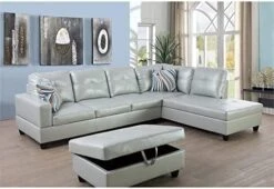 A Ainehome Sectional Couch Set L Shape 103" Wide Sofa Faux Leather For Living Room With Chaise Lounge And Removable Ottoman For Home Furniture Room Decor (Left Hand Facing,Black) -Safavieh Furnitue Shop 41jMPHveYL. AC