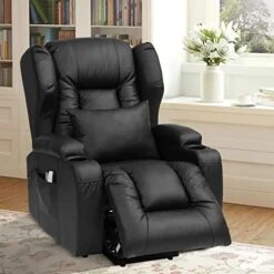 OBBOLLY Power Lift Recliner Chair For Elderly, Massage Chair Recliner With Heat, Linen Fabric Lazy Sofa Chairs With Cup Holders, USB, Side Pockets For Living Room -Safavieh Furnitue Shop 41jMidiR0L. AC