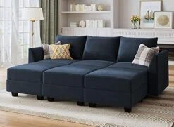HONBAY Modular Sectional Sofa Set Oversized U Shaped Couch With Storage Ottoman Convertible Sleeper Sectional Sofa Velvet Modular Couch With Wide Chaise, Black -Safavieh Furnitue Shop 41jQ01421jL. AC