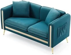 CALABASH 2 Piece Living Room Furniture Sets, Modern Tufted Velvet Sofa Couch And Loveseat With Removable Cushions Side Pocket And 4 Pillows For Bedroom Apartment(Black, 2+3 Seat) -Safavieh Furnitue Shop 41jWRfPzyZL. AC