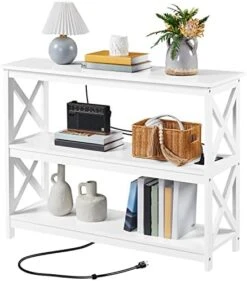 Yaheetech 3-Tier Console Table With 3 Storage Shelves, Entryway Table Sofa Side Narrow Long Table Bookshelf For Hallway Living Room, Accent Furniture, White -Safavieh Furnitue Shop 41jYNvrB9 L. AC