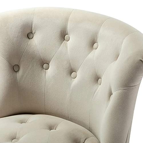 TINA'S HOME Tan Upholstered Velvet Small Chair Tufted Armless Accent Chair With Black Birch Wood Legs 5 TINA'S HOME Tan Upholstered Velvet Small Chair Tufted Armless Accent Chair With Black Birch Wood Legs - Image 5