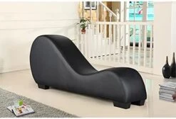 Kingway Furniture Kolar Faux Leather Yoga Chaise Lounge Chair, Relaxation, Streching, In Black -Safavieh Furnitue Shop 41jzuGdvAcS. AC