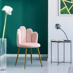 BOWTHY Vanity Chair For Makeup Room - Midcentury Modern Accent Chair For Living Room Bedroom, Makeup Chair With Back Support Velvet Chair With Gold Legs (Pink) 9 BOWTHY Vanity Chair For Makeup Room - Midcentury Modern Accent Chair For Living Room Bedroom, Makeup Chair With Back Support Velvet Chair With Gold Legs (Pink) -Safavieh Furnitue Shop 41kYY0TEEQL