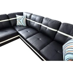 A Ainehome Sectional Couch Set L Shape 103" Wide Sofa Faux Leather For Living Room With Chaise Lounge And Removable Ottoman For Home Furniture Room Decor (Left Hand Facing,Black) -Safavieh Furnitue Shop 41kc9wpDrtL
