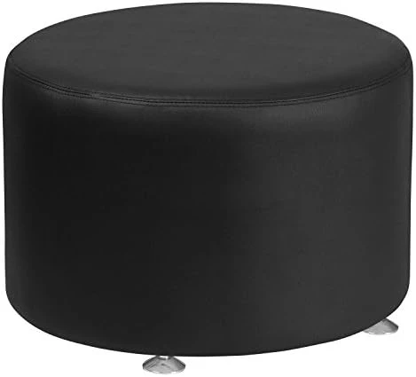 Flash Furniture HERCULES Alon Series Black LeatherSoft 24" Diameter Round Ottoman With Brushed Stainless Steel Base 8 Flash Furniture HERCULES Alon Series Black LeatherSoft 24" Diameter Round Ottoman With Brushed Stainless Steel Base - Image 8