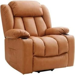 LEISLAND Power Lift Chairs Recliners For Elderly, Breathable Leather Recliner Chairs With Massage And Heat, Lay Flat Sleeper Chair With Cup Holder,OKIN Motor,USB Charge Port, Remote Control(Beige) -Safavieh Furnitue Shop 41kre2 uq7L. AC