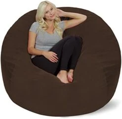 Chill Sack Bean Bag Chair: Giant 5' Memory Foam Furniture Bean Bag - Big Sofa With Soft Micro Fiber Cover - Charcoal -Safavieh Furnitue Shop 41l3BAegVwL. AC