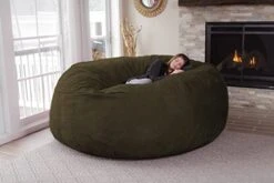 Chill Sack Bean Bag Chair: Giant 8' Memory Foam Furniture Bean Bag - Big Sofa With Soft Micro Fiber Cover - Olive -Safavieh Furnitue Shop 41l43ND8waL