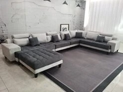 Stendmar 5pc Reversible Modern 2 Tone Gray Microfiber Big Sectional Couch Sofa Set S150D-RG -Safavieh Furnitue Shop 41lRAihD1eL