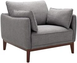 Amazon Brand – Stone & Beam Hillman Mid-Century Living Room Chair With Wood Base And Legs, 39"W, Ivory -Safavieh Furnitue Shop 41lXe392uZL. AC