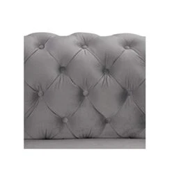 Morden Fort Modern Contemporary Accent Chair With Deep Button Tufting Dutch Velvet, Solid Wood Frame And Iron Legs-Silver Grey -Safavieh Furnitue Shop 41lZGHbxM1L