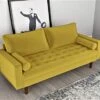 Container Furniture Direct S5459 Mid Century Modern Velvet Upholstered Tufted Living Room Sofa, 69.68" Goldenrod