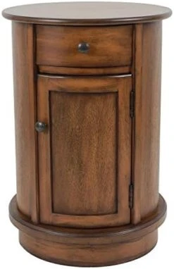 Decor Therapy Keaton Traditional Round Side Storage End Table, 26" X 17.75", Vintage Cherry -Safavieh Furnitue Shop 41m3fQdWybL. AC