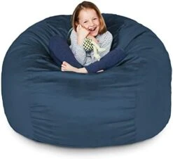 Lumaland Luxurious Giant 7ft Bean Bag Chair With Microsuede Cover - Ultra Soft, Foam Filling, Washable Jumbo Bean Bag Sofa For Kids, Teenagers, Adults - Sack Chair For Dorm, Family Room - Dark Grey -Safavieh Furnitue Shop 41mHOb5ag L. AC