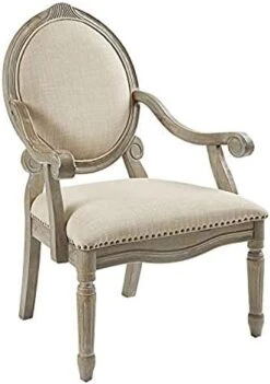 Madison Park Brentwood Accent Chairs-Birch Hardwood, Hand Carved Scroll Design Living Armchair Modern Classic Style Family Room Sofa Furniture Bedroom Lounge, Medium, Beige -Safavieh Furnitue Shop 41mNj7MHSeL. AC