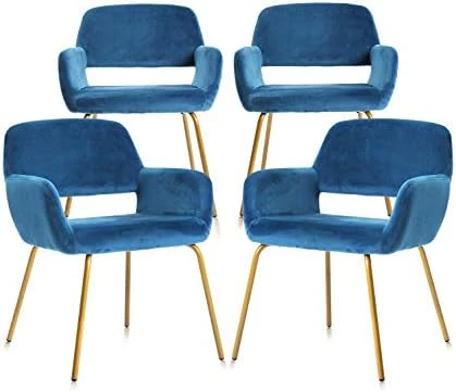 Novigo Accent Chair Living Room Chair With Solid Golden Metal Leg And Velvet Armrest Backrest Mid-Century Modern Chair For Waiting Room Bedroom Conference Set Of 2 Teal Blue 8 Novigo Accent Chair Living Room Chair With Solid Golden Metal Leg And Velvet Armrest Backrest Mid-Century Modern Chair For Waiting Room Bedroom Conference Set Of 2 Teal Blue - Image 8