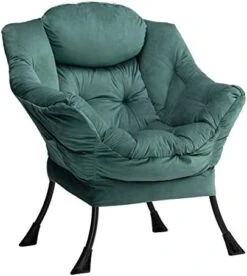 AbocoFur Modern Cotton Fabric Lazy Chair, Accent Contemporary Lounge Chair, Single Steel Frame Leisure Sofa Chair With Armrests And A Side Pocket, Thick Padded Back, Dark Atrovirens -Safavieh Furnitue Shop 41mfWlRv3AL. AC