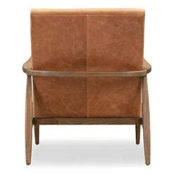 POLY & BARK Rowan Lounge Chair In Full-Grain Pure-Aniline Italian Leather, Set Of 2, Cognac Tan -Safavieh Furnitue Shop 41n0W4iJaHL