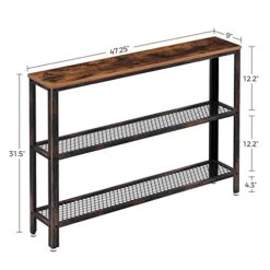 Rolanstar Console Table, Narrow Sofa Table With 2 Mesh Shelves, 47.2” Long Rustic Entryway Table With Retro Metal Frame, Entrance Table For Entryway, Hallway, Living Room, Bedroom -Safavieh Furnitue Shop 41nRaDW4RiL