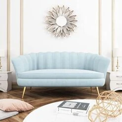 Modern Velvet Accent Chair With Ottoman Set, Upholstered Tufted Barrel Chair Leisure Chair With Footrest And Metal Legs For Living Reading Room Bedroom Office (Light Blue) -Safavieh Furnitue Shop 41nTUZlAfL. AC