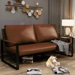 AWQM PU Leather Love Seats Sofa, 45" Mini Upholstered Couch For Small Space, Modern Accent Chair With Armrest And Removable Cushions, 2-Seater Lounge For Living Room, Bedroom, Office (Brown) 23 AWQM PU Leather Love Seats Sofa, 45" Mini Upholstered Couch For Small Space, Modern Accent Chair With Armrest And Removable Cushions, 2-Seater Lounge For Living Room, Bedroom, Office (Brown) -Safavieh Furnitue Shop 41nYGa21BBL. AC