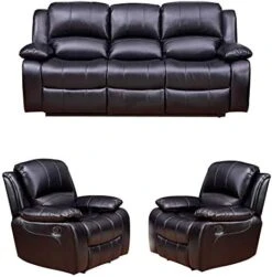 Betsy Furniture 2PC Bonded Leather Recliner Set Living Room Set, Sofa, Loveseat 8018 (Brown, Living Room Set 3+2) -Safavieh Furnitue Shop 41nai2AbBwL. AC
