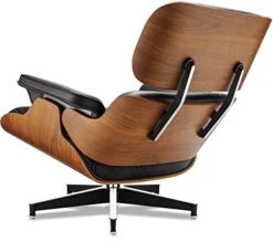 Mid Century Chaise Lounge Chair With Ottoman, 100% Full Grain Leather, Walnut, Modern Accent Chair Classic Design, Heavy Duty Base Support For Bedroom Indoor Set -Safavieh Furnitue Shop 41nbOFbjEdL