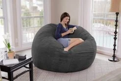 Chill Sack Bean Bags Large Bean Bag, 7-Feet, Charcoal Micro Suede -Safavieh Furnitue Shop 41nvspJPBZL