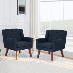 Accent Chair Button-Tufted Upholstered Living Room Chairs Comfy Reading Chair Mid Century Modern Chair With Linen Fabric Lounge Arm Chairs For Living Room Bedroom (Beige) 21 Accent Chair Button-Tufted Upholstered Living Room Chairs Comfy Reading Chair Mid Century Modern Chair With Linen Fabric Lounge Arm Chairs For Living Room Bedroom (Beige) -Safavieh Furnitue Shop 41nxpPqamjL. AC