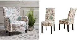 Christopher Knight Home Arabella Fabric Club Chair, White And Blue Floral 29.1D X 29.9W X 36.6H In -Safavieh Furnitue Shop 41nyO5v9yYL. AC