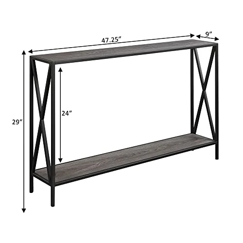 Convenience Concepts Tucson Console Table With Shelf, Weathered Gray/Black 3 Convenience Concepts Tucson Console Table With Shelf, Weathered Gray/Black - Image 3