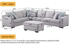 Asunflower Sectional Couches For Living Room Modular Sectional Sofa Ottoman Set 6 Seater Fabric Grey Couches L Shape Sectional Furnitures For Apartment,Large (6 Pillows) -Safavieh Furnitue Shop 41o9rYEopdL