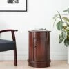 Decor Therapy Keaton Traditional Round Side Storage End Table, 26" X 17.75", Vintage Cherry