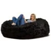 Comfy Sacks Memory Foam Bean Bag Chair, Black Furry