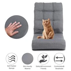 FLOGUOR 6-Position Adjustable Floor Chair With Back Support Adult Padded Floor Seats For Gaming Meditation Indoor Chaise Lounge Chair For Living Room, Bedroom JT8858-GR-US -Safavieh Furnitue Shop 41oQUVeTCiL