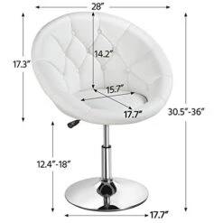 Yaheetech Round Tufted Back Chair Living Room Chair Contemporary Height Adjustable Vanity Chair 360° Swivel Accent Chair Modern Look, White -Safavieh Furnitue Shop 41oSssMoznL