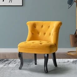 TINA'S HOME Tan Upholstered Velvet Small Chair Tufted Armless Accent Chair With Black Birch Wood Legs 28 TINA'S HOME Tan Upholstered Velvet Small Chair Tufted Armless Accent Chair With Black Birch Wood Legs -Safavieh Furnitue Shop 41oX7vXF2EL. AC