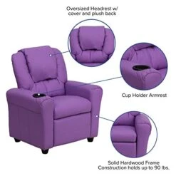 Flash Furniture Vana Contemporary Lavender Vinyl Kids Recliner With Cup Holder And Headrest -Safavieh Furnitue Shop 41oZWSeyfnL