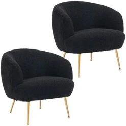 DUOMAY Modern Accent Chair With Ottoman, Sherpa Upholstered Barrel Chair With Footrest, Comfy Lounge Chair Single Sofa Armchair Club Chair For Living Room Bedroom Office, White -Safavieh Furnitue Shop 41ojaaE6WjL. AC