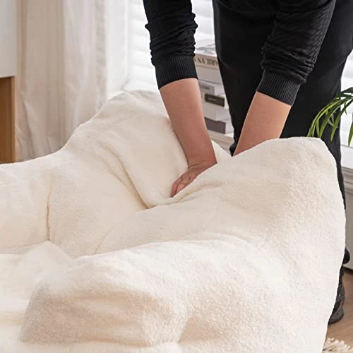 Beanbags Bean Bag Chair, Ultra Soft Teddy Fabric Arm Chair For Adults Kids, Comfy Leisure Sofa Chair For Bedroom, Living Room, Apartment, Ivory 2 Beanbags Bean Bag Chair, Ultra Soft Teddy Fabric Arm Chair For Adults Kids, Comfy Leisure Sofa Chair For Bedroom, Living Room, Apartment, Ivory - Image 2