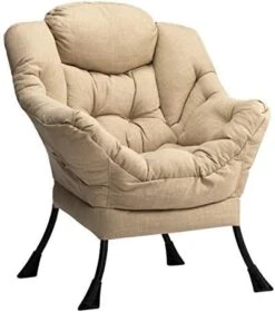 AbocoFur Modern Cotton Fabric Lazy Chair, Accent Contemporary Lounge Chair, Single Steel Frame Leisure Sofa Chair With Armrests And A Side Pocket, Thick Padded Back, Dark Atrovirens -Safavieh Furnitue Shop 41ow4N7qDML. AC